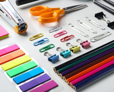 Neat School Stationary on White Background