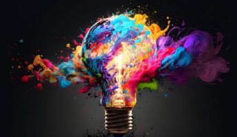 Lightbulb eureka moment with Impactful and inspiring artistic co