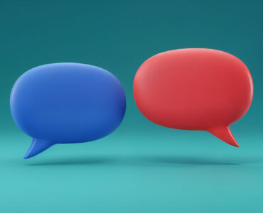 Two Speech Bubbles, Communication Concept