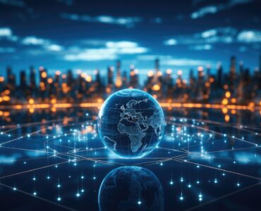 Global network, Abstract data background.