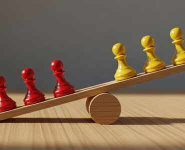 Pawns on a balancing scale